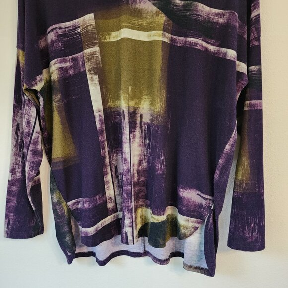 Q’Neel Women Abstract Printed A-Line Tunic, Plum/Ochre Sz 6 Viscose Blend Casual - Picture 5 of 15